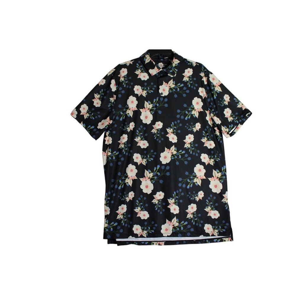 Sosik Hawaiian Floral Stretch Golf Polo Shirt Mens Large